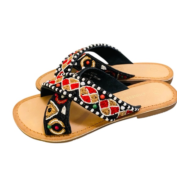 Chinese Laundry Shoes - Chinese Laundry Penelope Beaded Boho Slides Size 6